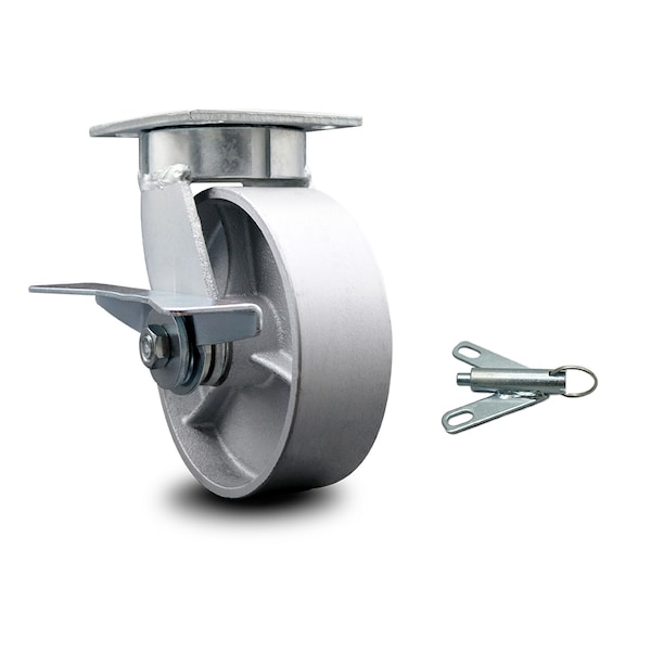 6 Inch Kingpinless Semi Steel Wheel Swivel Caster with Brake and Swivel Lock SCC